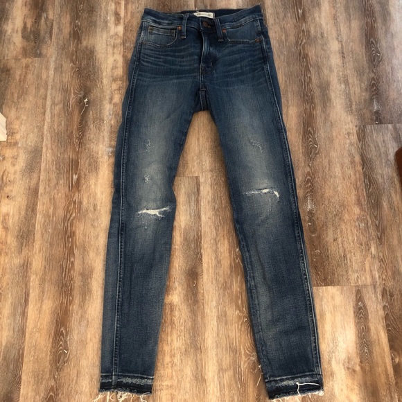 Madewell 9” high rise distressed skinny jeans 24 - Picture 3 of 6
